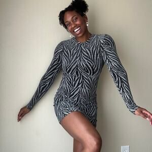 Allsaints Black and Silver Amaya Mini Dress US Size 4